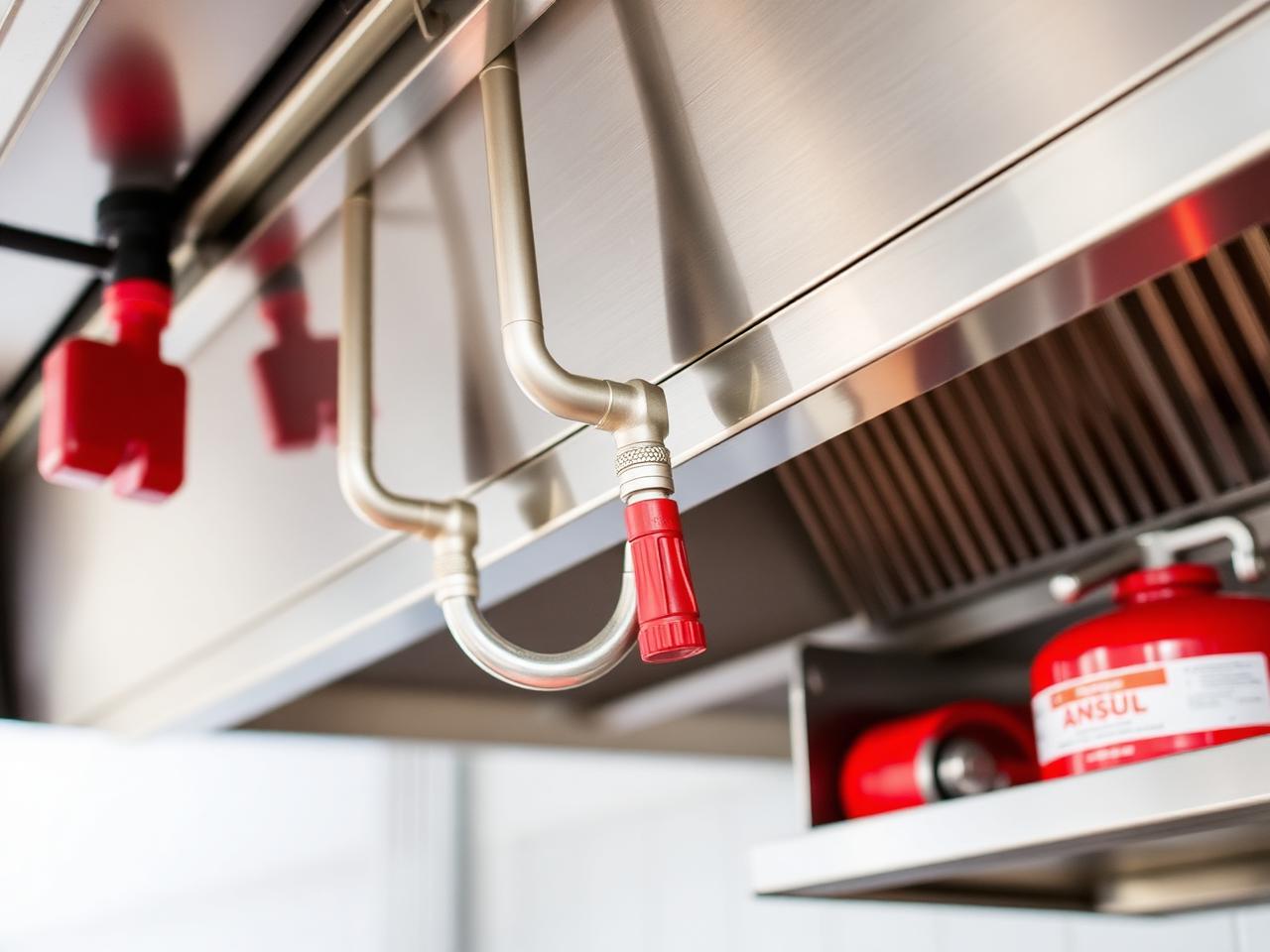 Ansul fire suppression nozzles under commercial hood
